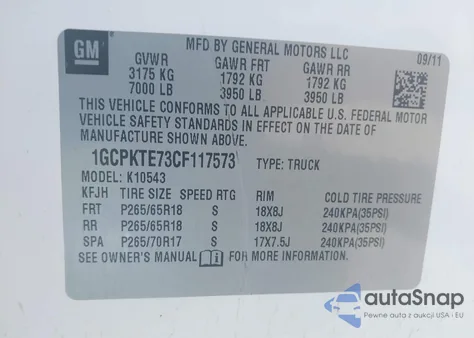 2012 Chevrolet Silverado 1500 Ltz from USA, damaged, VIN 1GCPKTE73CF117573